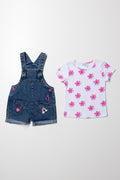 Dungaree With T-Shirt Set Pink (2)