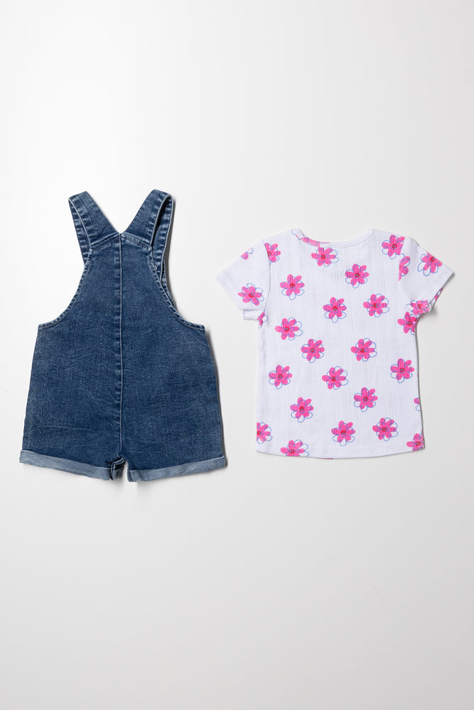 Dungaree With T-Shirt Set Pink (3)