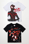 Miles Morales 2 Pack Short Sleeve T-Shirts Grey And Black
