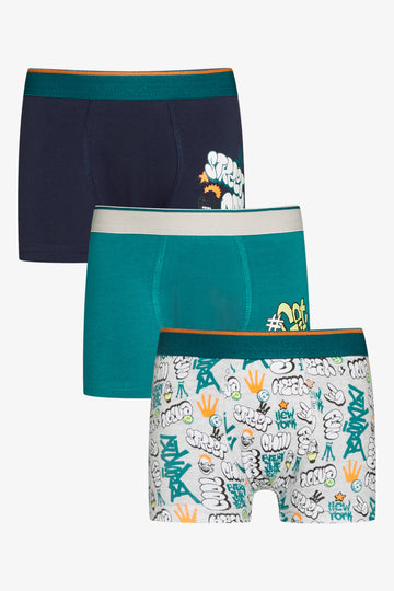 3 Pack Graffiti Knit Boxers Blue