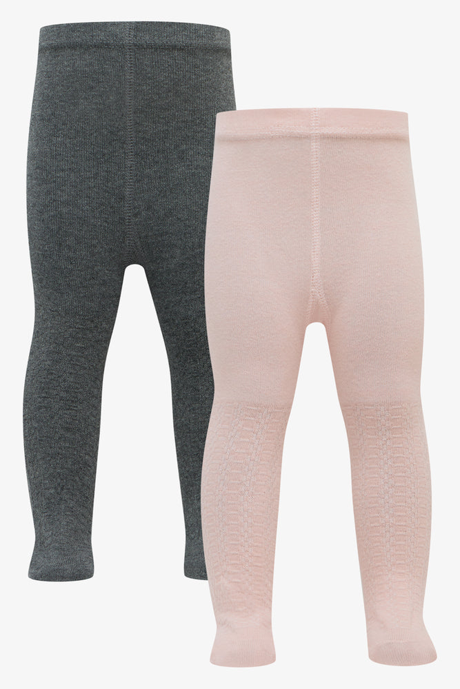 2 Pack Cable Tights Charcoal And Pink