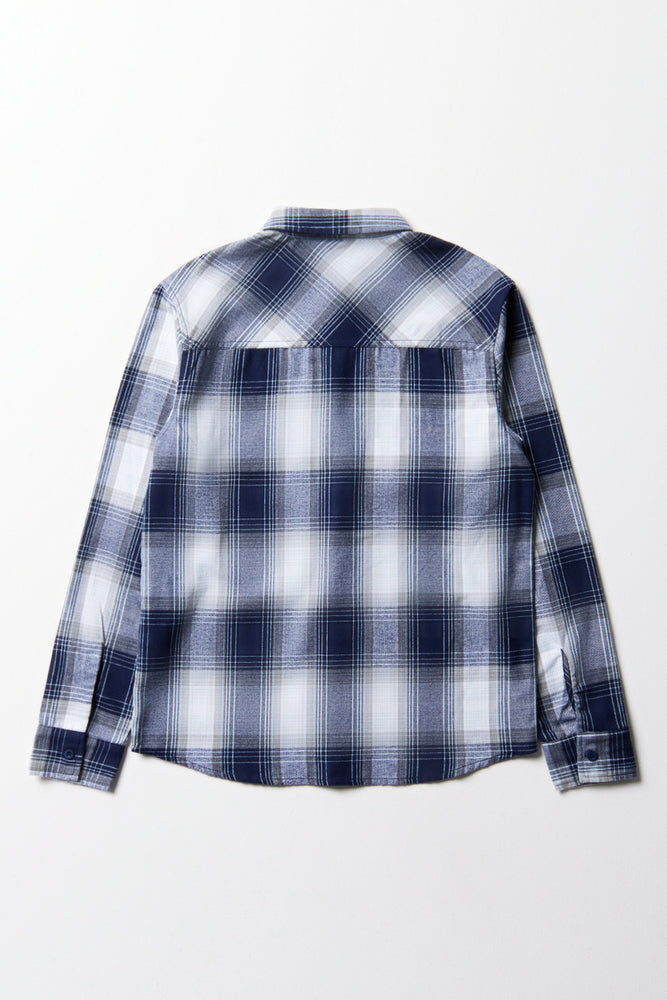 Long Sleeve Check Flannel Shirt Blue (2)