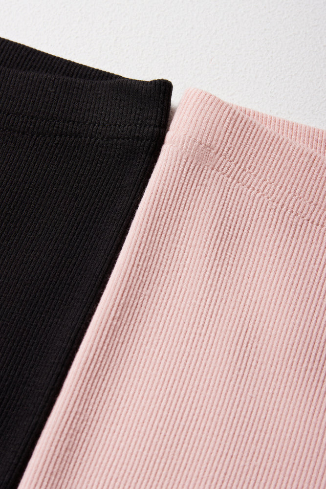 2 Pack Rib Leggings Black And Rose