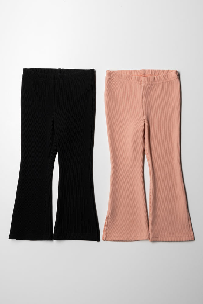 2 Pack Flare Leggings Black And Natural