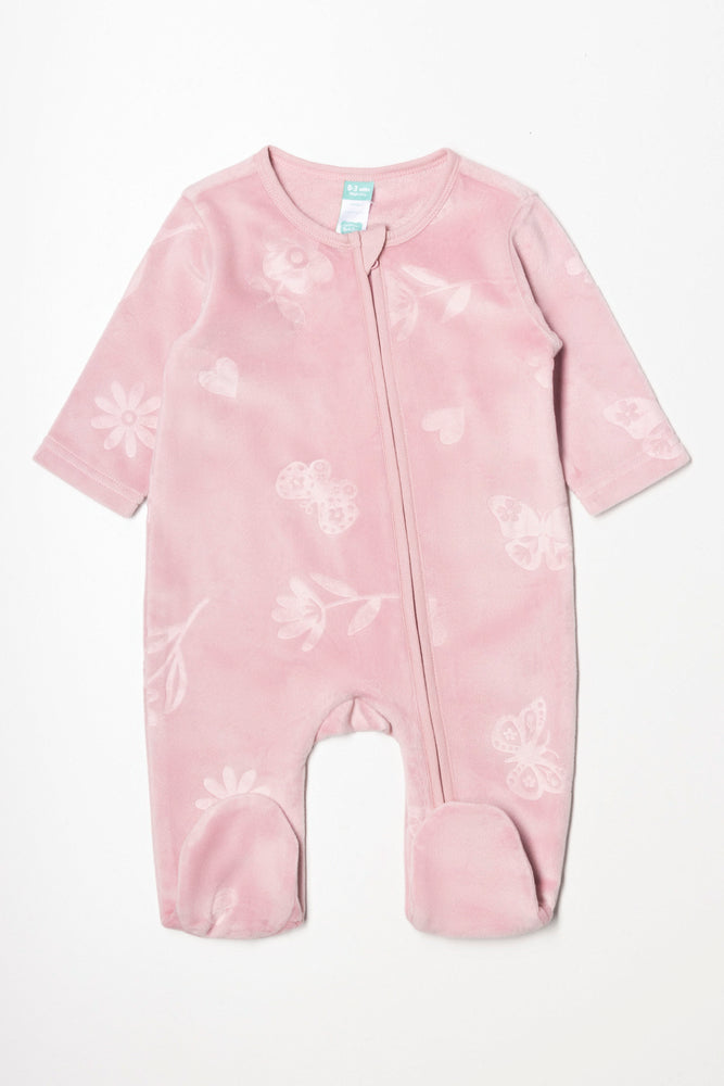 Butterfly Embossed Babygrow Pink