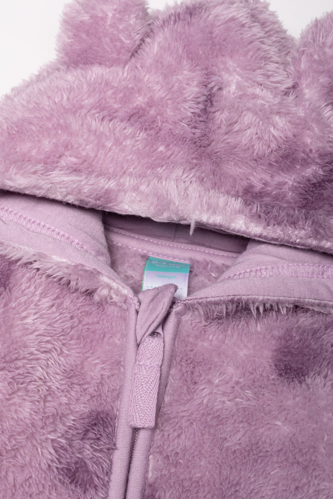 Heart Embossed Fleece Babygrow Purple (1)