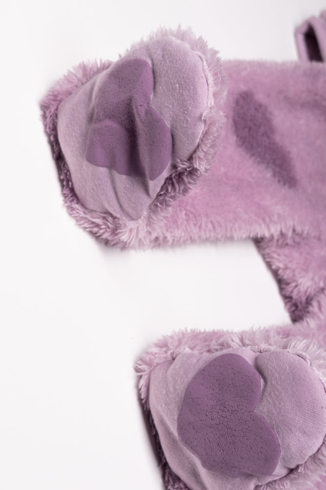 Heart Embossed Fleece Babygrow Purple (2)