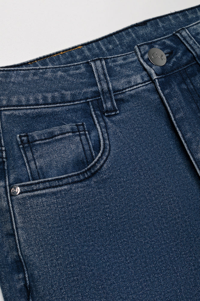 Straight Leg Denim Jeans Blue