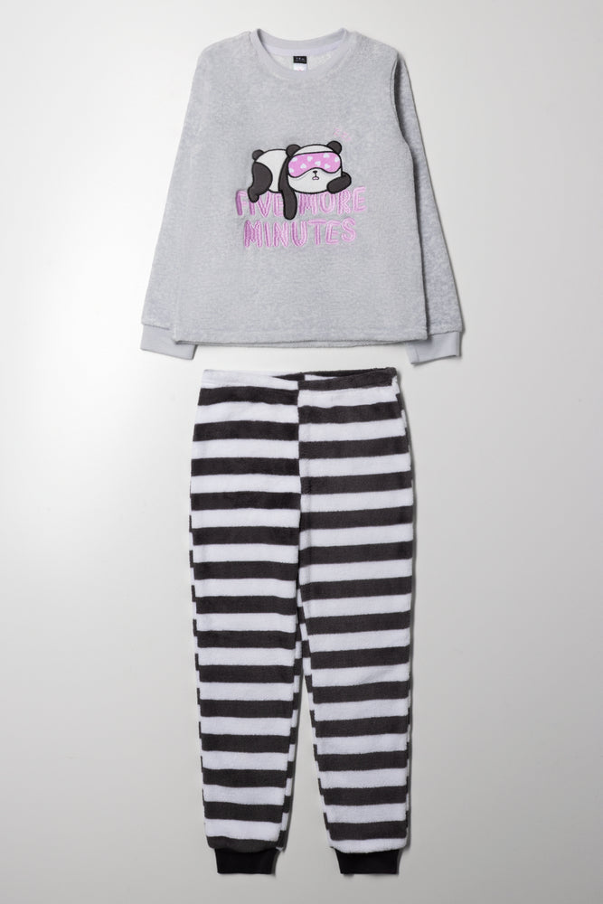 Five More Minutes Fleece Pyjama Set Grey