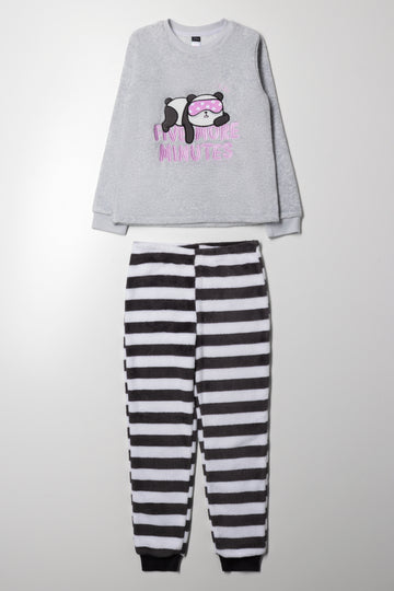 Five More Minutes Fleece Pyjama Set Grey