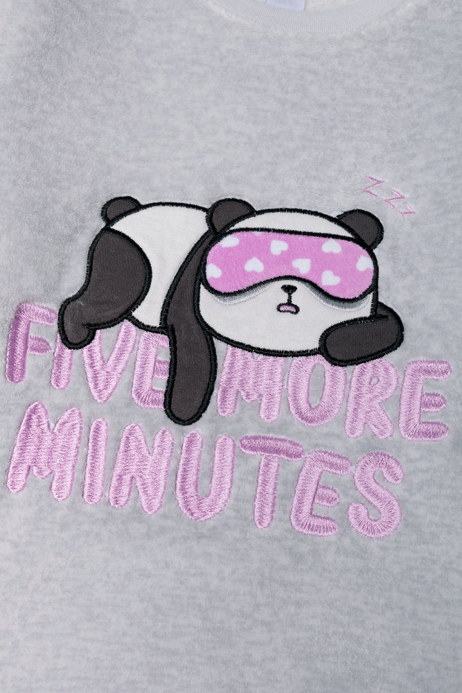 Five More Minutes Fleece Pyjama Set Grey