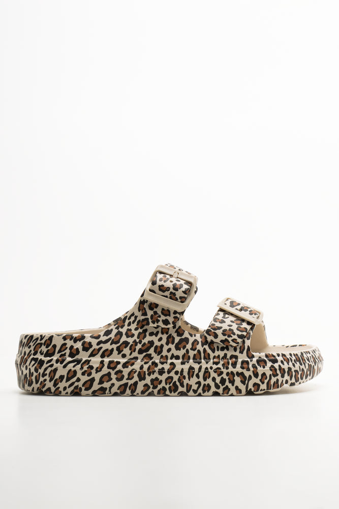 Animal Double Buckle Slides Natural (1)