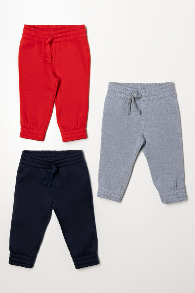3 Pack Track Pants Navy, Grey And Black