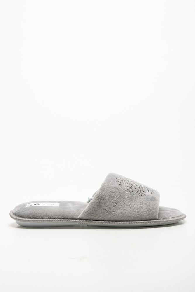 Snowflake Open Toe Slippers Grey