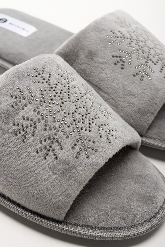 Snowflake Open Toe Slippers Grey (2)