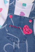 Dungaree Set With Hearts Blue (1)