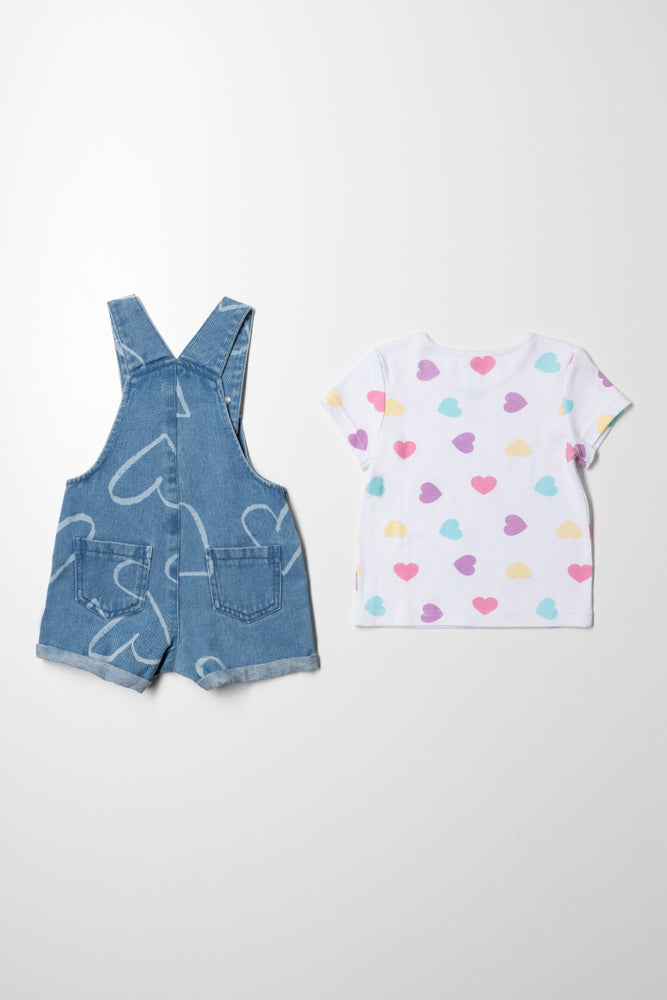 Dungaree Set With Hearts Blue (3)