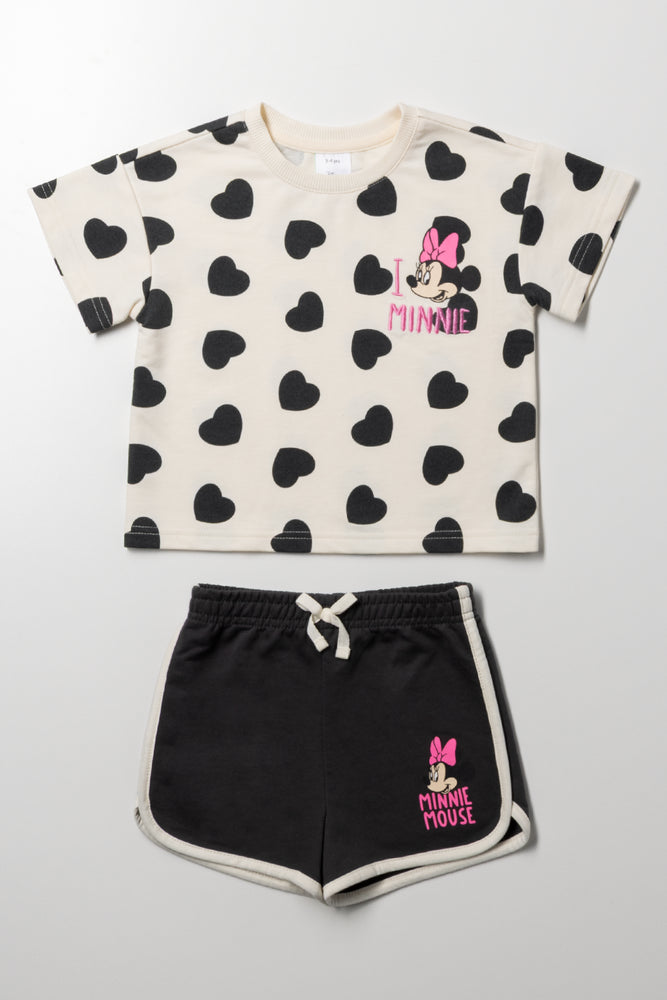 Minnie Mouse Heart Fleece Set Dark Grey