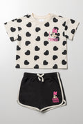 Minnie Mouse Heart Fleece Set Dark Grey