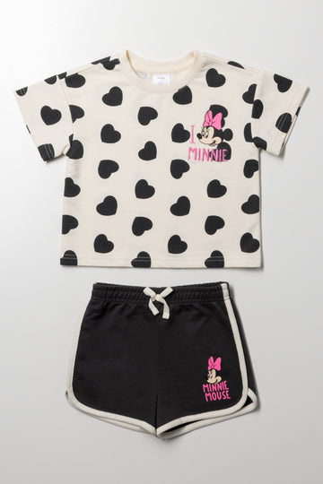 Minnie Mouse Heart Fleece Set Dark Grey