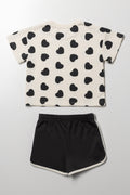 Minnie Mouse Heart Fleece Set Dark Grey (3)