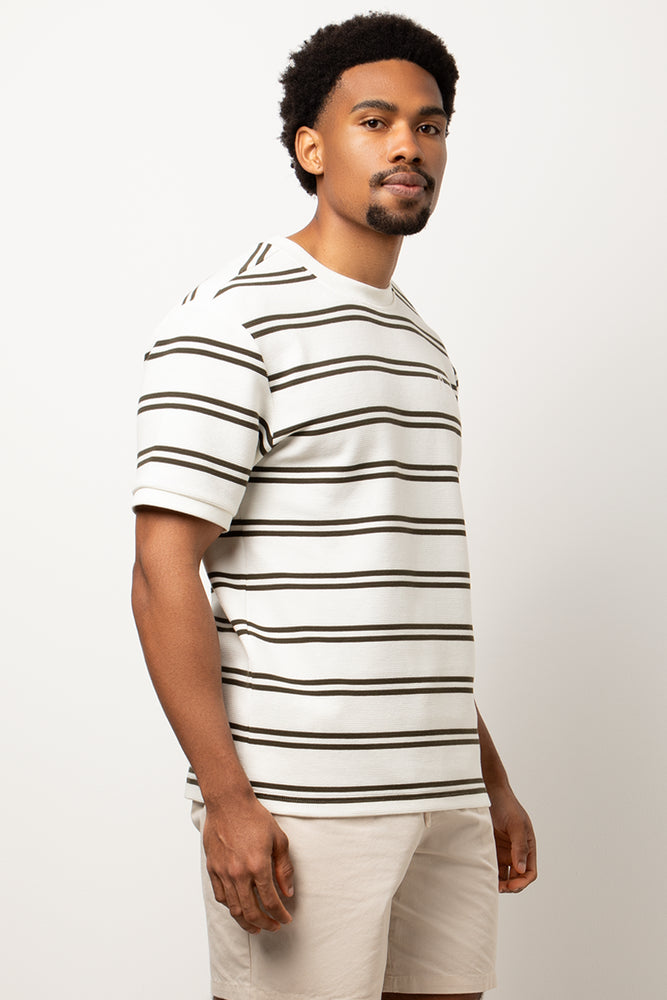 Textured Stripe Short Sleeve T-Shirt White