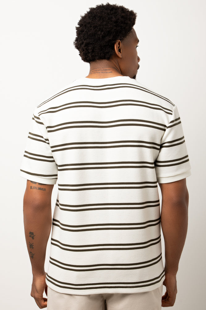Textured Stripe Short Sleeve T-Shirt White (2)