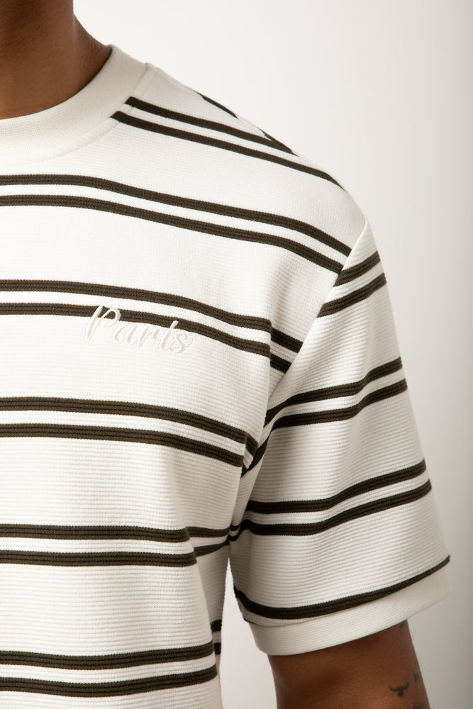 Textured Stripe Short Sleeve T-Shirt White (3)