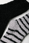 2 Pack Stripe Chunky Socks Black And Grey (1)