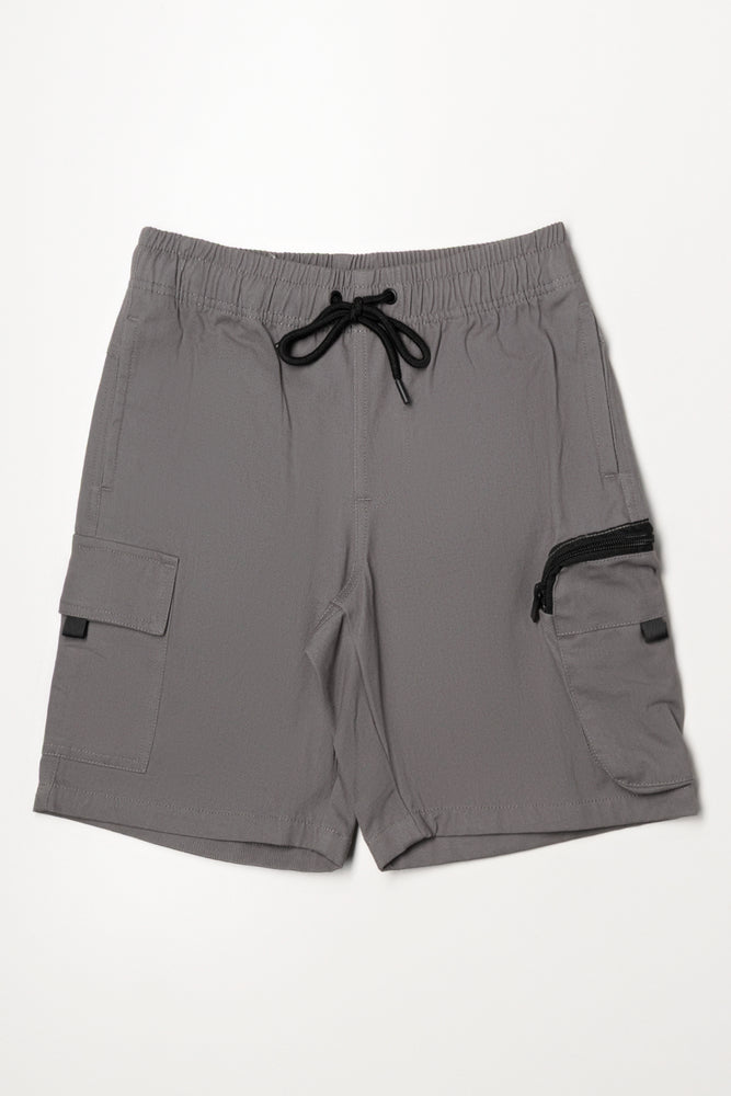 Denim Cargo Shorts Grey