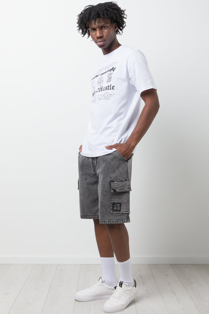 Cargo Denim Shorts Charcoal (2)