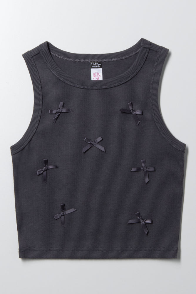 Rib Vests With Bows Black
