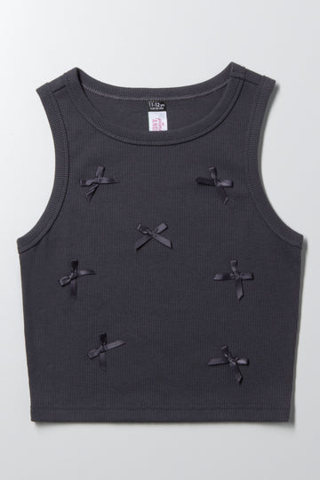Rib Vests With Bows Black