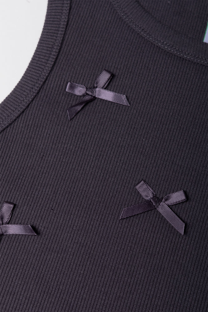 Rib Vests With Bows Black