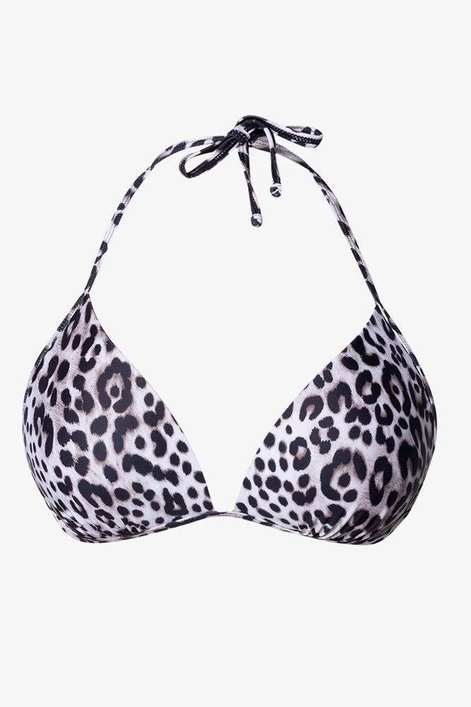 Leopard Triangle Bikini Top Cream
