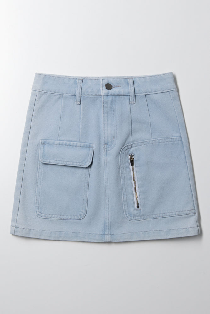 A-Line Denim Skirt Light Blue