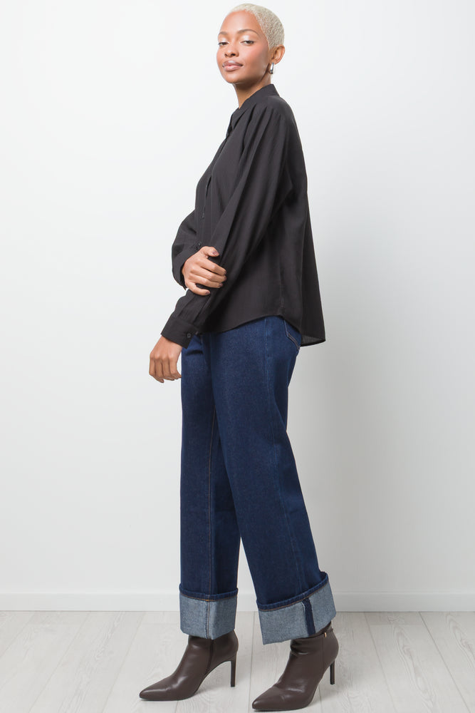 Long Sleeve Crinkle Shirt Black