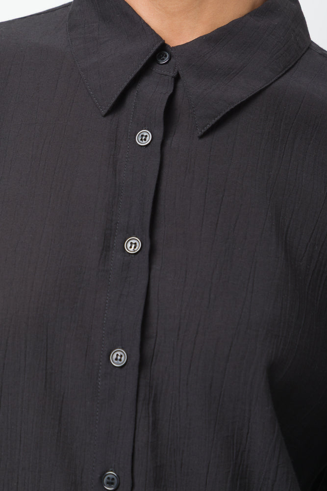 Long Sleeve Crinkle Shirt Black (3)