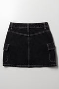 Cargo Denim Skirt Black (2)