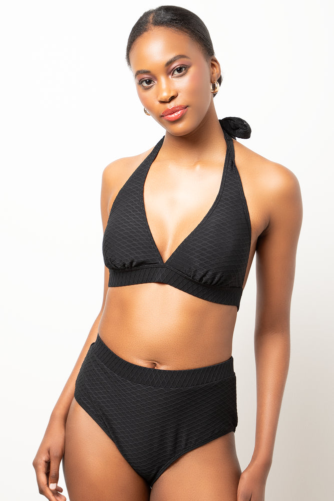 Halter Neck Bikini Top Black