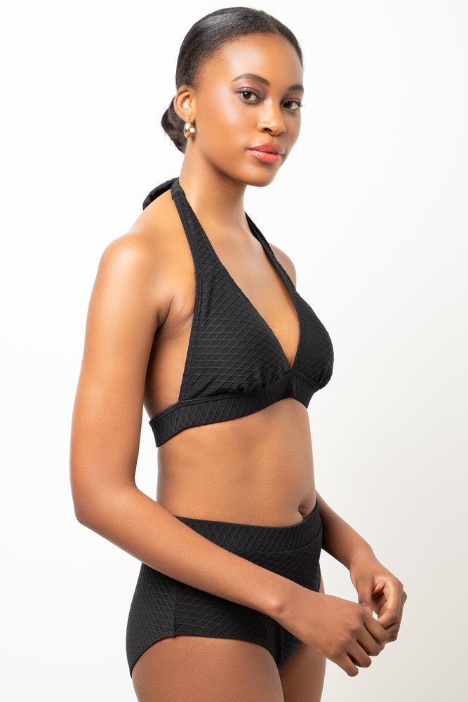 Halter Neck Bikini Top Black