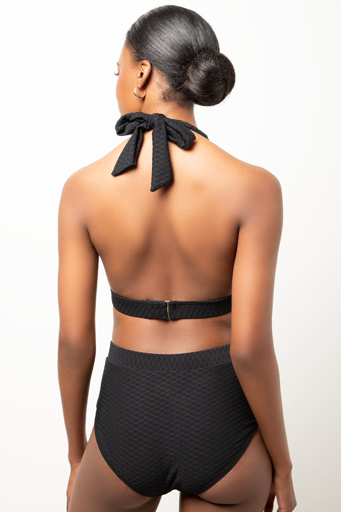 Halter Neck Bikini Top Black (2)