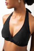 Halter Neck Bikini Top Black (3)