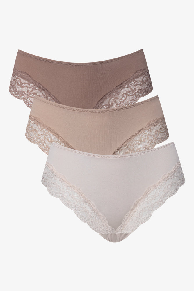 3 Pack Micro Sheen Lace Trim Brazilian Natural
