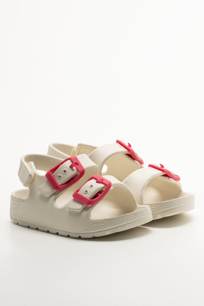 Double Buckle Sandals Cream