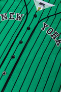 Baseball Stripe Button Through T-Shirt Green (1)