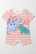Dinosaur Friends Romper Red