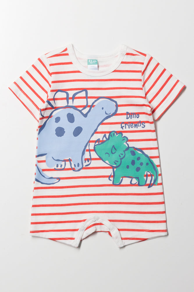 Dinosaur Friends Romper Red