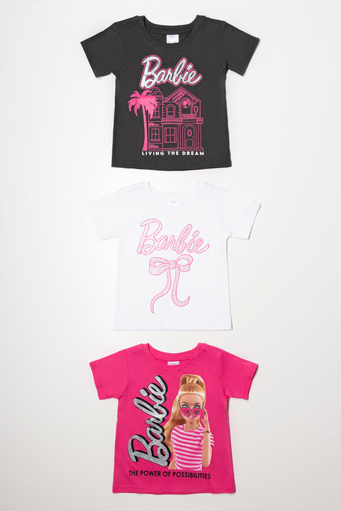 Barbie 3 Pack T-Shirts Black, White And Pink