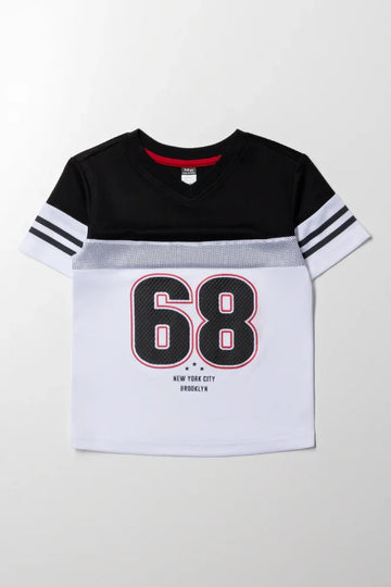 V-Neck Mesh Short SleeveT-Shirt White And Black